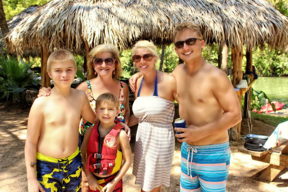 Family enjoying cabana